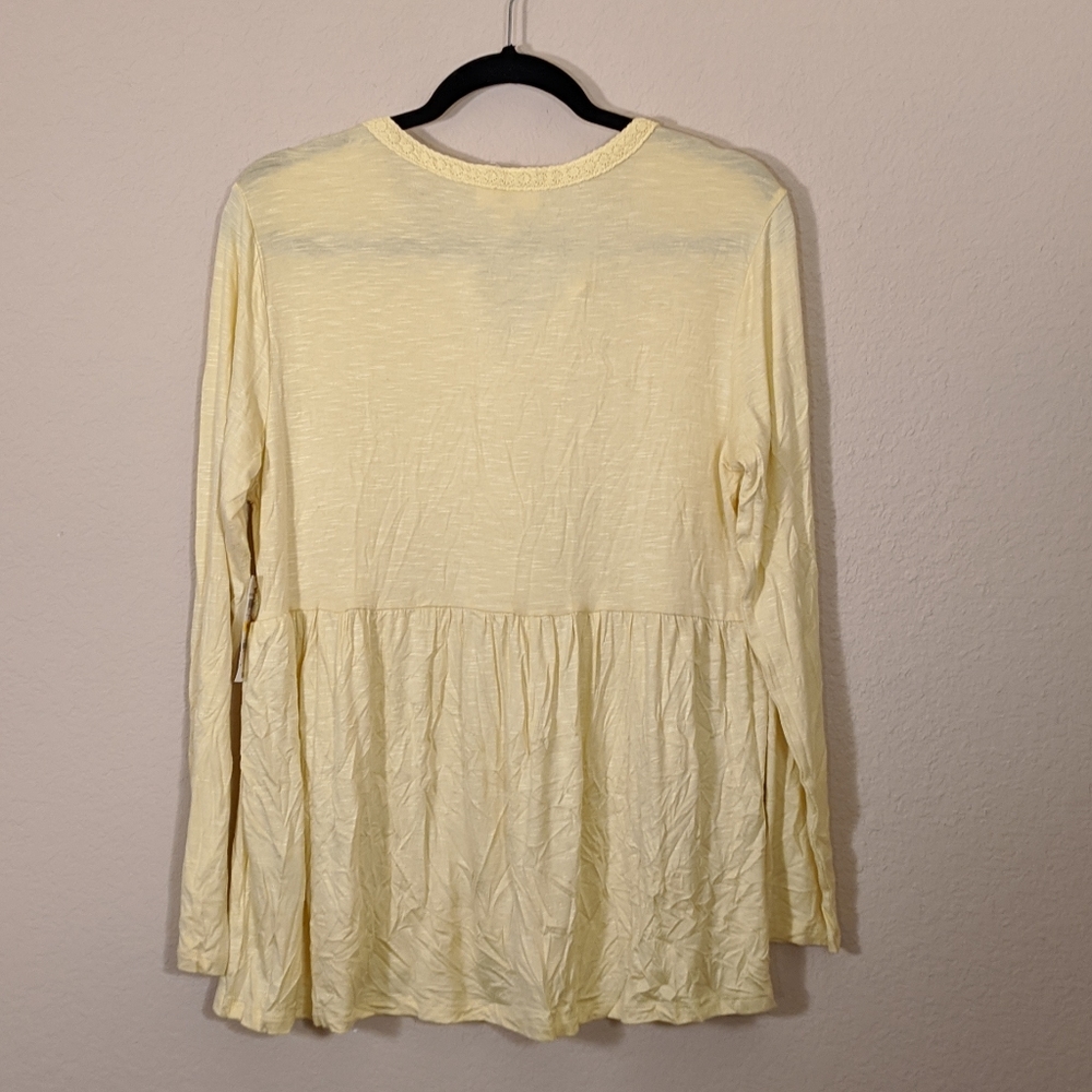 Style & Co. Womens Slub Lace T-Shirt Spring Yellow - Picture 4 of 9